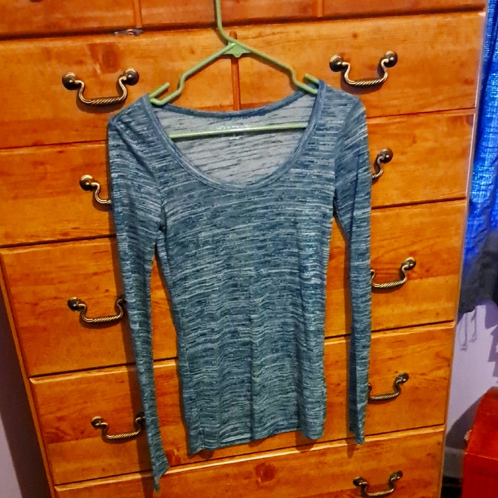 Women's Blue/green Long Sleeve Top